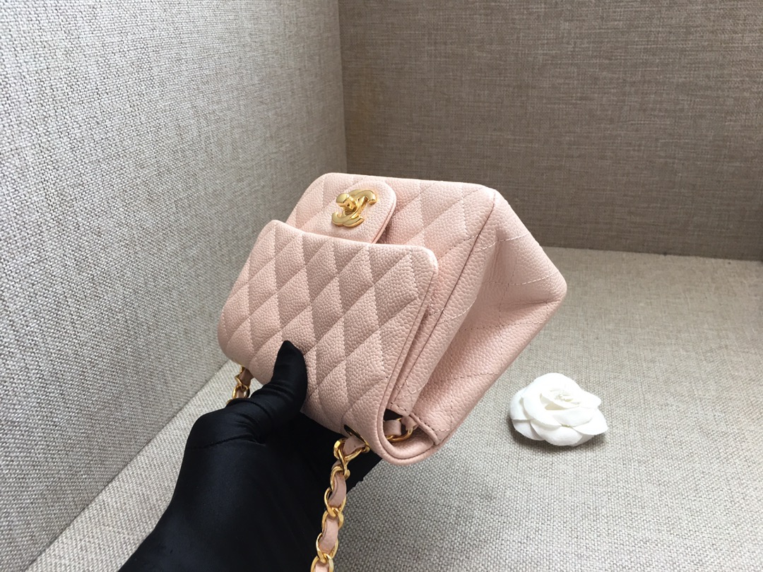 Mini Classic Flap Caviar Bag A01115 Pink/Gold